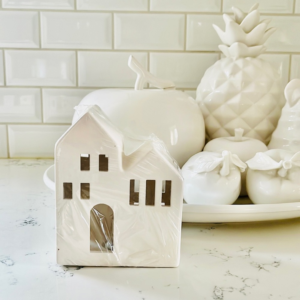 White Ceramic Split Level Light Up House